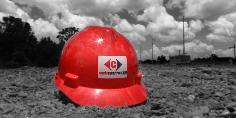Cycle hard hat on ground